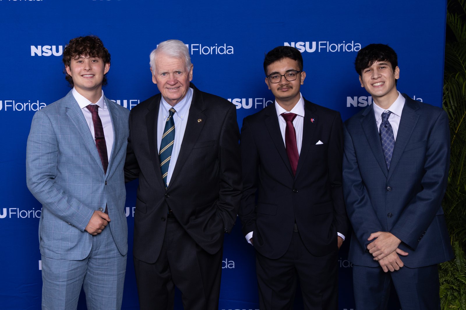 The GreenBack co-founders with NSU President Harry K. Moon